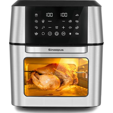 Friteuse sans huile 12L XXL 1800W, Airfryer 2 en 1 avec mini-four, écran tactile, 12 programmes et minuterie (1/5)