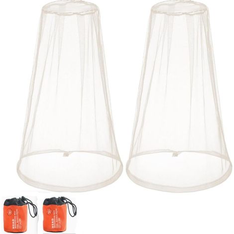 2 Masque Anti Tête de Moustique Filet Anti-Insectes pour Visage avec 2 Sac de Transport pour Randonnée en Plein Air Camping Prévention Insectes Volants(Beige) (1/5)