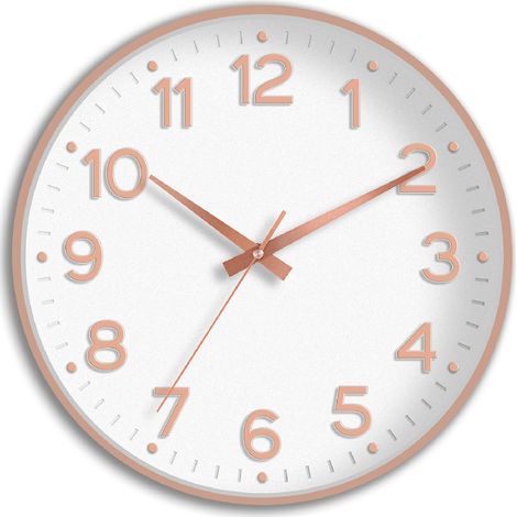 Horloge murale silencieuse à piles, 20 cm, moderne, analogique, décorative, sans tic-tac, pour cuisine, bureau, salle de bain, chambre (blanc, or rose) (1/4)
