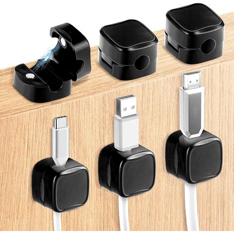 Lot de 6 supports de câbles magnétiques, rangement de câbles sous bureau, organiseur de câbles magnétique, cache-câbles de charge