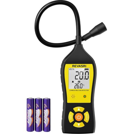 Détecteur de fuite de gaz portable pour gaz naturel, GNL, GPL avec alarme sonore, visuelle et vibrante, affichage de la concentration de gaz en temps réel, renifleur de fuite de gaz (1/5)