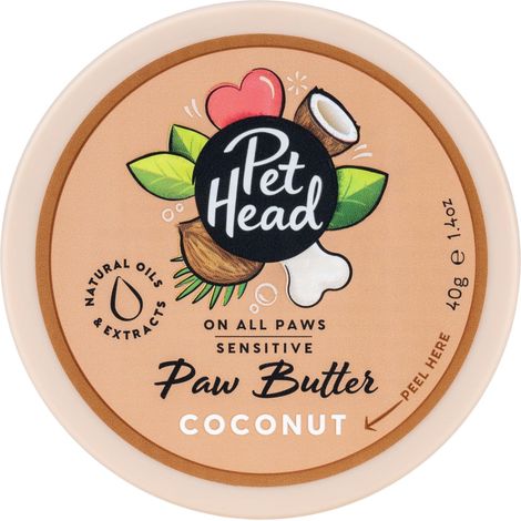 Pet Head Burro per zampette On All Paws al cocco  Balsamo idratante per zampe e nasi morbidi e senza screpolature  Vegano  A prova di leccate  Formula delicata per cuccioli  40g (1/5)