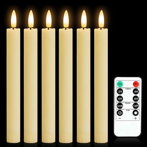 6 pièces Bougie Led, Flamme Vacillante, Télécommande, Minuterie 2/4/6/8h, Décoration Maison Mariage Noël (1/5)