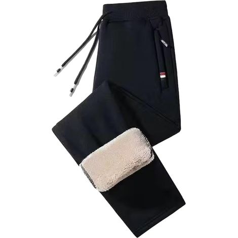 Pantalon de survêtement d'hiver en polaire doublé Sherpas avec cordon de serrage et poches pour homme (1/5)