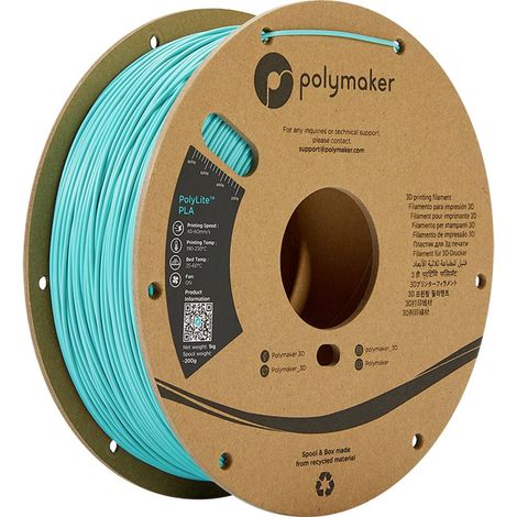 Polymaker PA02010 PolyLite Filamento per stampante 3D Plastica PLA 1.75 mm 1000 g Turchese 1 pz. (1/5)