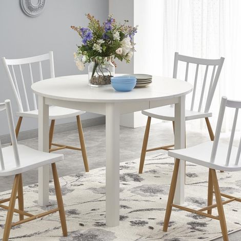 Table de salle à manger ronde blanche avec rallonge CARENE (1/5)