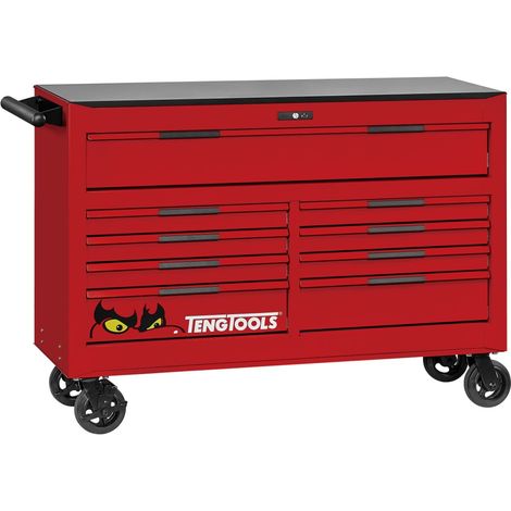 Servante d'atelier rouge professionnelle XXL 9 tiroirs Teng Tools TSW53R9