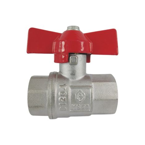 AquaCraft Kugelhahn 3/4 Zoll IG/IG 1001000126 aus Messing, mit Flügelgriff rot, IGxIG 3/4", DIN 50930-6