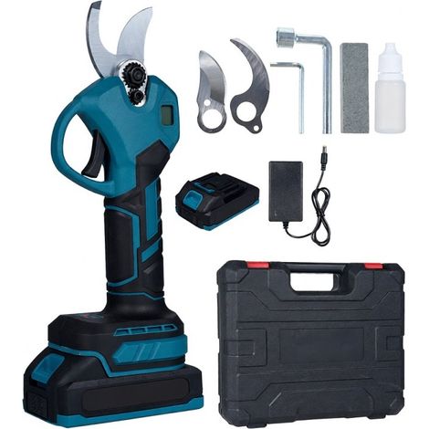 Sécateur électrique 18 V, moteur sans balais, coupe-branches portable sans fil avec écran LCD, 2 batteries 2000 mAh, diamètre de coupe 30 mm/1,2 pouce pour la taille des branches d'arbres et de l'herb (1/5)