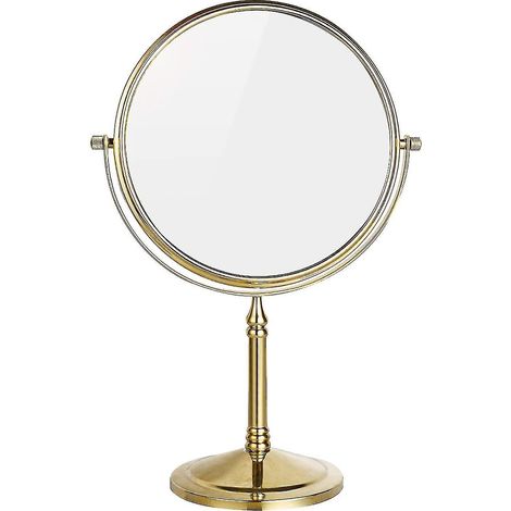 Miroir de maquillage sur pied 8 pouces, double face, grossissement 1x x3, pivotant à 360°, finition soignée. (1/5)
