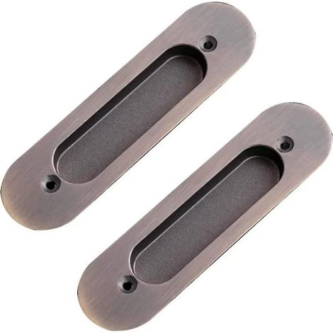 Poignées de porte coulissante ovales encastrées à tirette invisible (2 pièces, couleur brossée) (1/5)