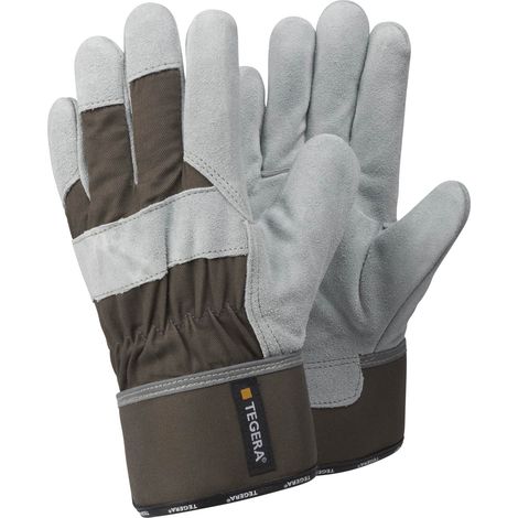 Guantes de trabajo Tegera 51 cuero reforzados forro parcial (1/2)
