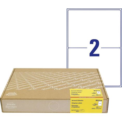 Avery-Zweckform 8018-300 Etiquette pour adresse 199.6 x 143 mm papier blanc 600 pc(s) fixation permanente imprimante à (1/4)