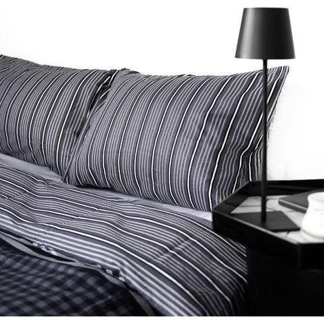 Bettwäsche mit kariertem Muster aus 100% Baumwolle mit Decken- und Kissenbezug 200x220 cm