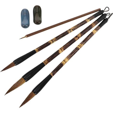 1 ensemble de pinceaux de calligraphie chinoise avec repose-plume et porte-pinceaux - Outils de calligraphie traditionnelle pour artistes débutants (1/5)