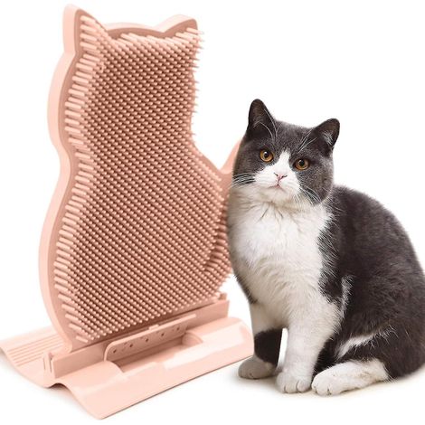 Brosse de massage pour chat, outil de massage mural d'angle pour soulager les démangeaisons, peigne de toilettage pour animaux, rose (1/5)