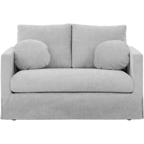 LEONIE - Canapé droit tissu chenille déhoussable 2 places Gris clair (1/5)