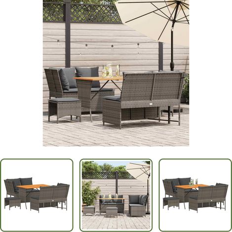 vidaXL Canapé en résine - Salon de jardin 5 pcs avec coussins gris résine tressée (1/5)