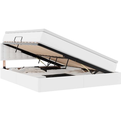 Maison Exclusive - Bett mit Stauraum und LED Reinweiß 160 x 200 c