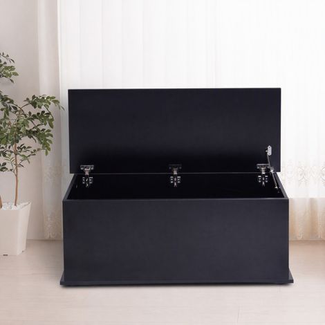 Coffre de rangement coffre à jouets grande capacité de rangement charnière verrouillée en bois 100 x 40 x 40 cm noir (1/5)