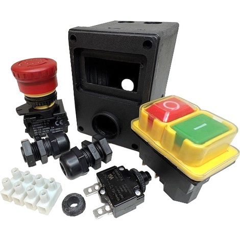 Kedu Schalter Set Komplett 250V 18A inkl. Ein-/Aus Schalter Not-Aus-Schalter Leistungsschalter und Zubehör (1/3)