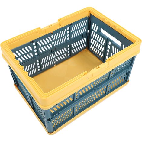 Panier pliable avec anses en PP imperméable, bac de rangement pliable pour maison, cuisine, chambre, bureau, jaune et vert, grande taille (1/5)