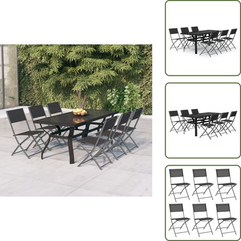 Comedor exterior - vidaXL Juego de comedor de jardín 7 piezas con cojines gris y negro - Muebles de jardín