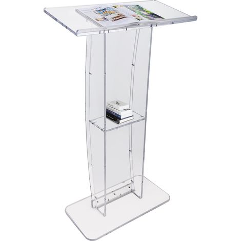 Pupitre de Conférence 68,5x33x120 cm Podium de Présentation Acrylique Plan Incliné avec Étagère de Stockage Lutrin Débout pour Présentation Réception Bureau École Église Restaurant Transparent (1/5)