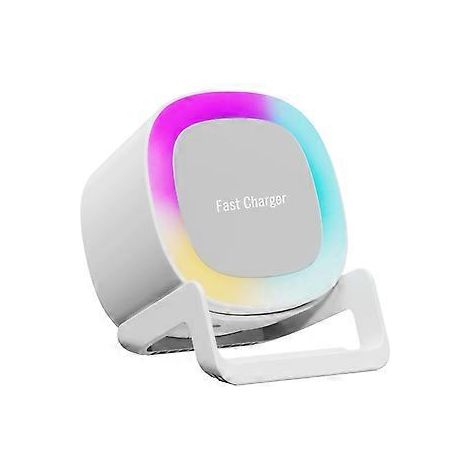 4-in-1 Bluetooth-Lautsprecher, 15-W-Kabelloses Ladegerät, Handyhalterung, Stimmungslicht, Desktop-Lautsprecher
