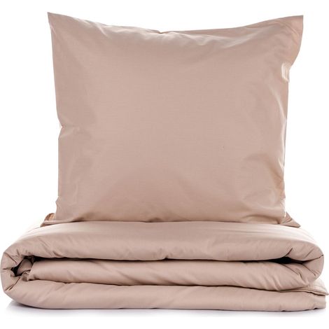 Housse de couette, housse de couette, linge de lit Set 100% Coton Beige (1/5)