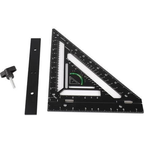 Escuadra de carpintero multifuncional de aluminio negro para trabajos de carpintería. (1/5)