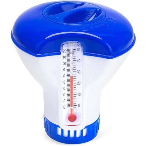 Floating Chlorine Dispenser, Automatic Chlorine Doser, Floating Spa Doser, Chlorine Diffuser, Pool Chemical Dispenser (with Thermometer) (1/4)