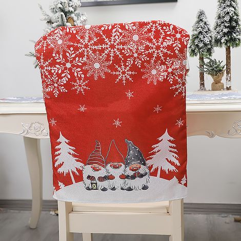 Housse de protection pour dossier de chaise de noël, 4 pièces, en tissu, pour salle à manger, cuisine, salle à manger, décor de fête, Festival, gris (1/5)