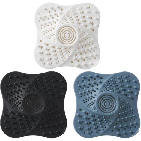 3 Stück Silikon-Abflussschutz, Silikon-Haarfänger für Dusche, Spülenfilter für Küche mit Saugnapf (1/5)