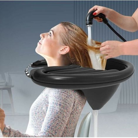 Noir Plateau Portable Lavabo Portable, Bac a shampoing domicile, Bac Pour Laver les Cheveux, Bassin Gonflable pour Laver Les Cheveux, Bassin lit Pour Lave Tête Domicile (1/4)