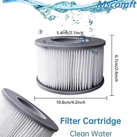 Spa Lite Filter für mspa, Filter für mspa Lite, für MSPA Whirlpool Filter - Filterkartuschen für U-Boote und Whirlpools - Modell ab 2020 (8 Stück). (1/5)