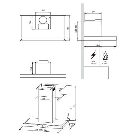 Campana Infiniton CMPT-CLR60S T Invertida 250W 60cm