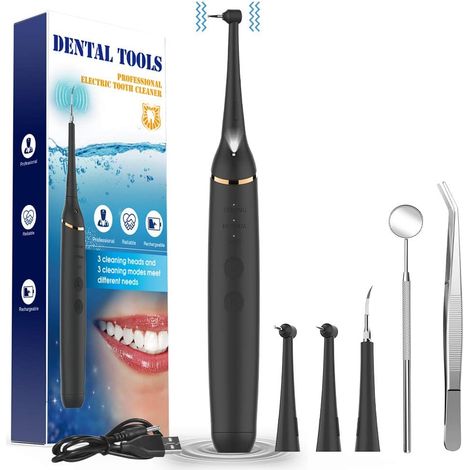 Nettoyeur Dentaire Ultrasonique - Fréquence 26000-31000 Hz - 3 Modes Réglables - Têtes de Nettoyage Remplaçables (3 Pièces) - Miroir Dentaire Anti-buée avec Éclairage LED - Pour Adultes et Enfants