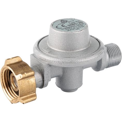 Favex – Détendeur gaz propane haute pression 1,5 bar – Entrée bouteille 21,8 x 1,814 gauche – Sortie 3/8” gauche – Pour espaces confinés