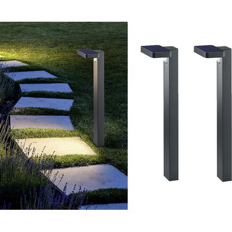 LED Solar Wegeleuchten 2er Set Außenleuchte mit Bewegungsmelder in Anthrazit (1/5)