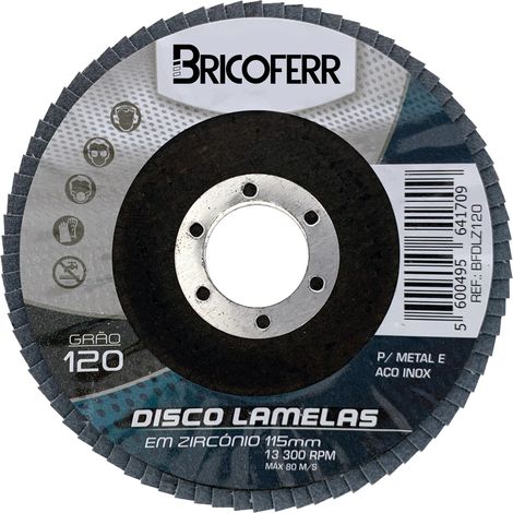 Bricoferr Lot de 10 disques plats à lamelles zirconium Ø 115 mm grain 120 (1/2)