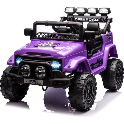 GARVEE Kinder Elektroauto 12V 2-Sitzer mit Fernbedienung, 2.4 GHz Elternkontrolle Notbremse, 3 Stufen Sanftanlauf, Federung Bluetooth Musik, Elektrofahrzeug ab 3-8 Jahre, lila (1/5)