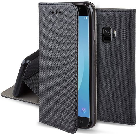 Custodia per Samsung Galaxy S9 G960 CHIUSA INTELLIGENTE CON MAGNETE NERA + VETRO (1/4)