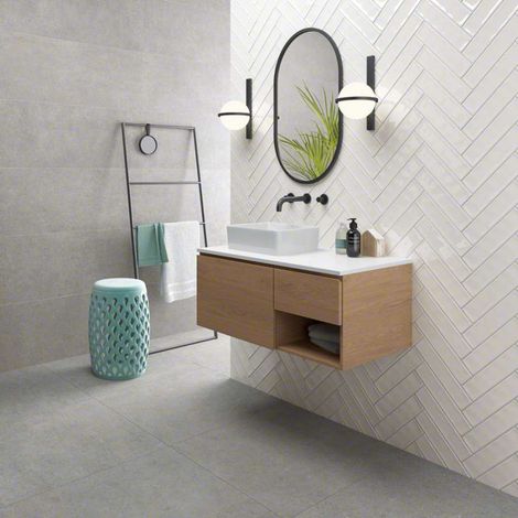Aelle - Carrelage sol / mur effet béton gris 60x60 cm NASSAU - Vendu par boîte de 1,055 m² (1/5)
