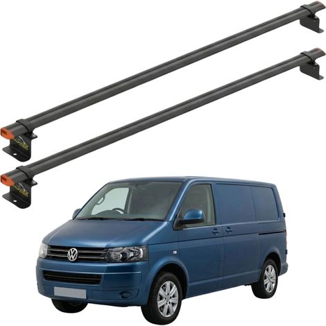 Baca VW Transporter T5 2003-2015, montaje puntual, negra, 2 barras (1/5)