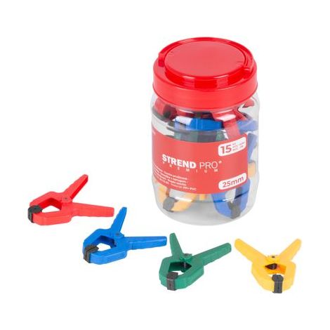 Svorka Strend Pro Premium DT825 Federklemme, Farbmix, in Dose 15 Stk., 1"/25 mm