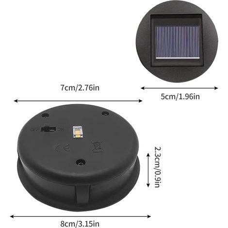 Lot de 2 lampes solaires de rechange avec LED - Panneau solaire - Couvercle de rechange - Pour éclairage extérieur - Pour décoration de jardin (1/4)