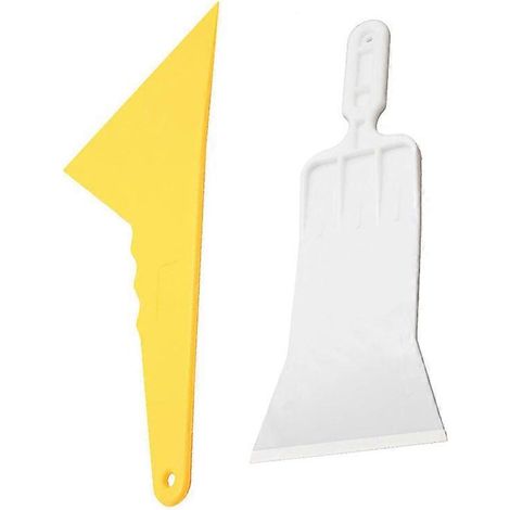 Lot de 2 raclettes en plastique pour vitres de voiture, outil de nettoyage pour films adhésifs - Blanc et jaune (1/5)