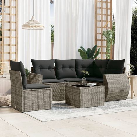 Set Divano da Giardino 6 pz con Cuscini Grigio in Polyrattan vidaXL (1/3)