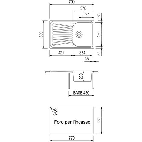 Lavello composito cucina Plados SP0791 una vasca - UG90 Bianco Opale
